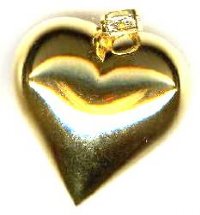 1 35x33mm Gold Plated Puffy Heart Pendant